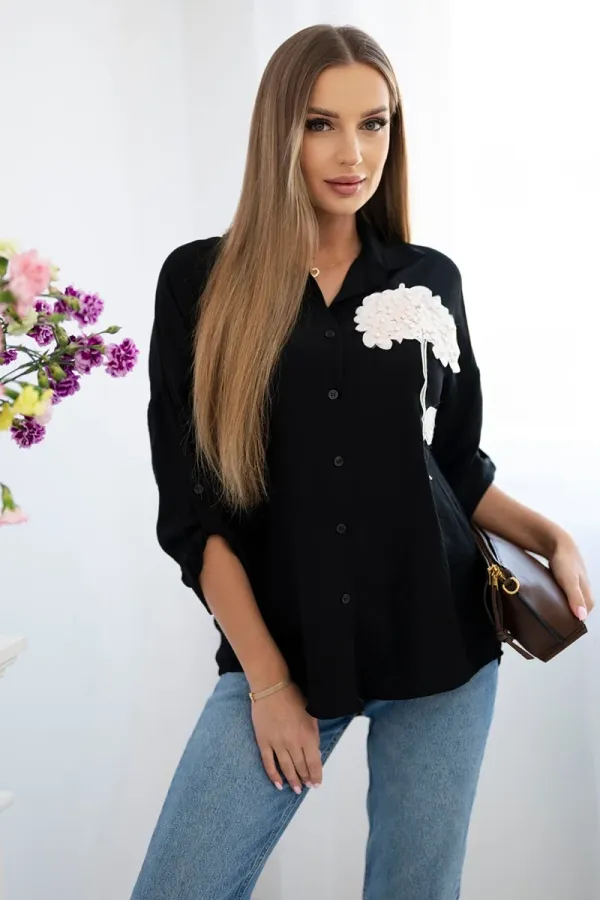 Kesi Włoski Kesi Włoski Viscose shirt with flower black