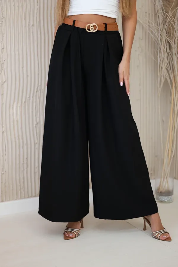 Kesi Włoski Kesi Włoski Wide-leg belted trousers black