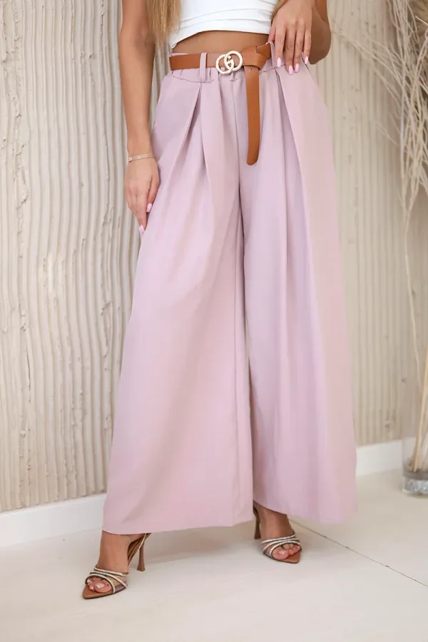 Kesi Włoski Kesi Włoski Wide-leg belted trousers dark powder pink