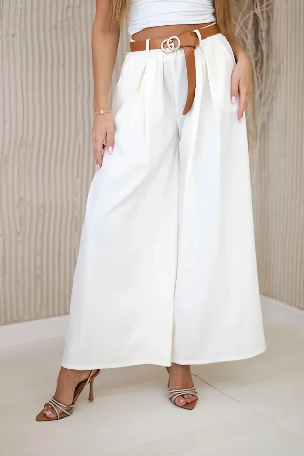 Kesi Włoski Kesi Włoski Wide-leg belted trousers ecru