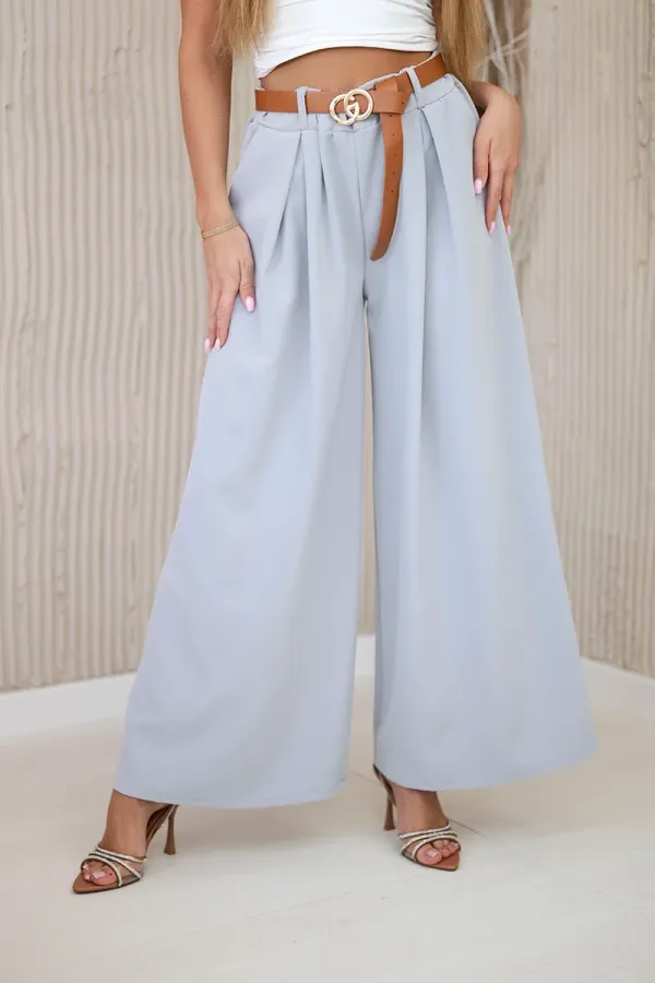 Kesi Włoski Kesi Włoski Wide-leg belted trousers light gray