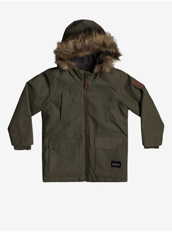 Quiksilver Khaki Boys Parka with Hood and Artificial Fur Quiksilver Storm Dr - Boys