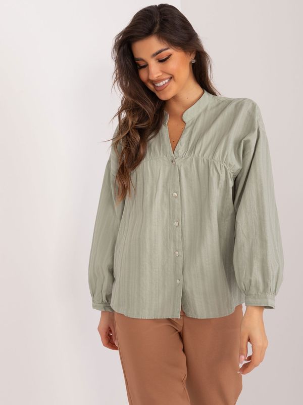 Fashionhunters Khaki cotton oversize shirt with button fastening