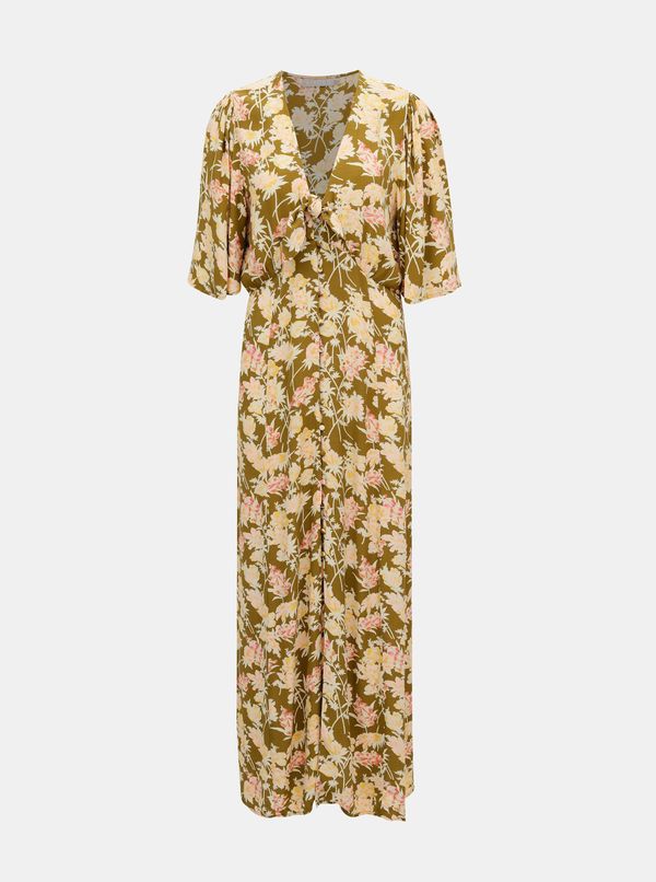 Pieces Khaki Floral Maxi Dress Pieces Polly - Women's