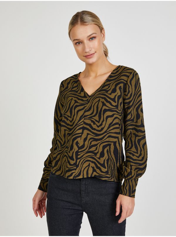 Only Khaki patterned blouse ONLY Victoria - Women
