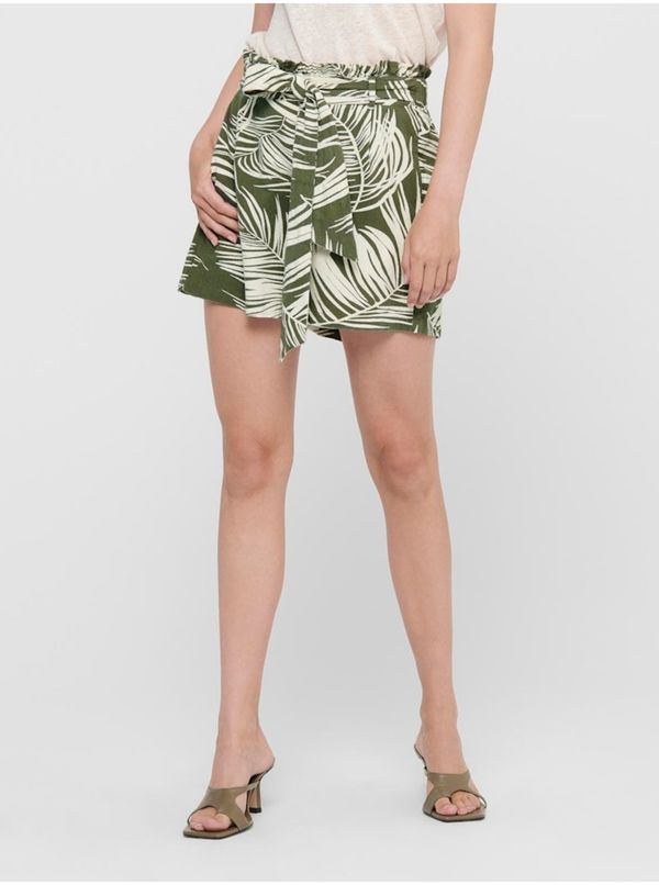 Only Khaki Patterned Shorts ONLY Rora - Women