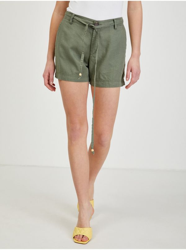 Orsay Khaki women's linen shorts ORSAY