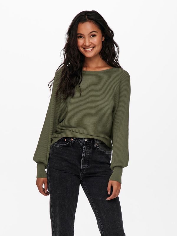 Only Khaki Women's Ribbed Sweater ONLY Adaline
