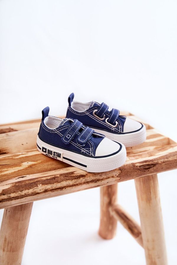 BIG STAR SHOES Kids fabric sneakers with Velcro BIG STAR KK374081 Navy blue
