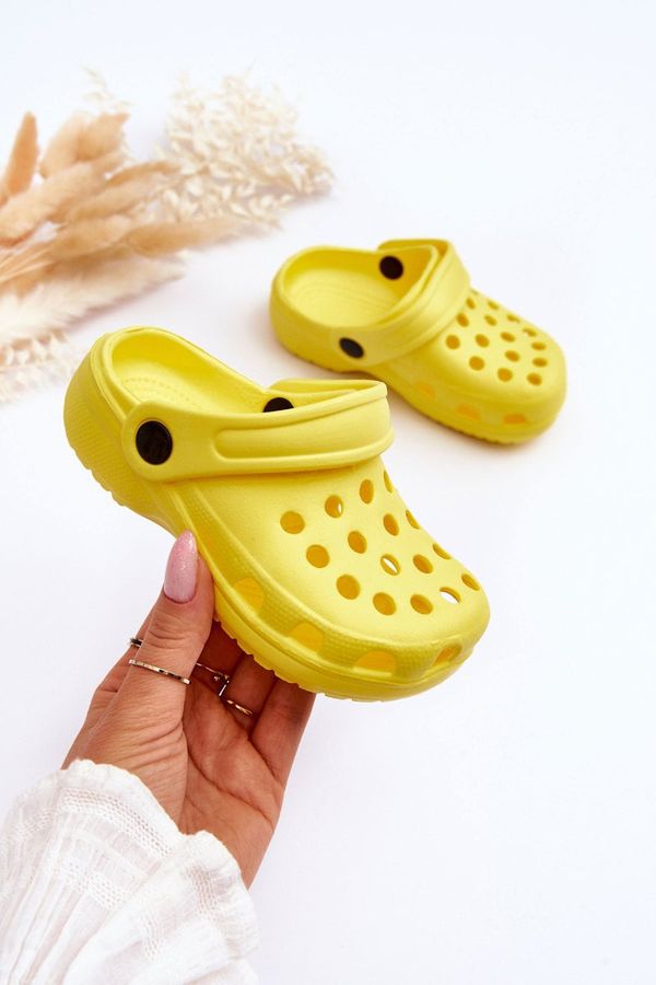 Kesi Kids Foam Crocs Slides Yellow Percy