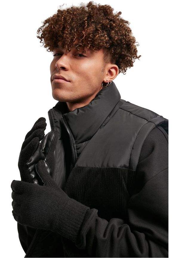 Urban Classics Knitted gloves made of black synthetic leather