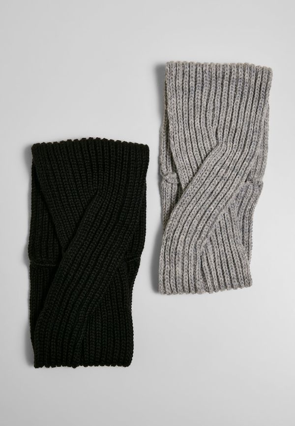 Urban Classics Accessoires Knitted headband in 2 packs black/grey