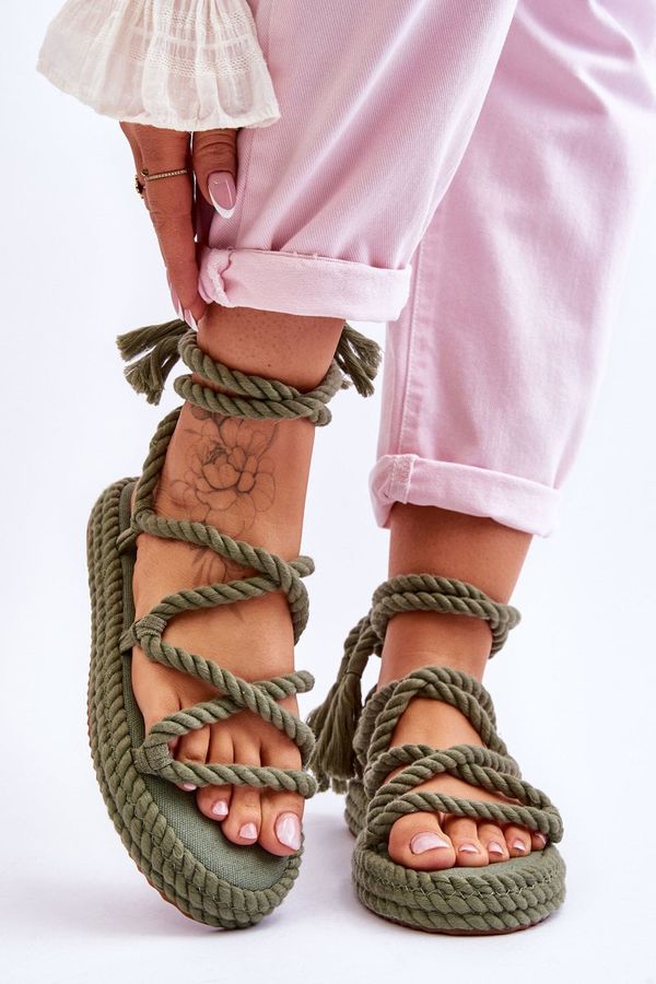 Kesi knotted sandals on a massive platform green can't wait