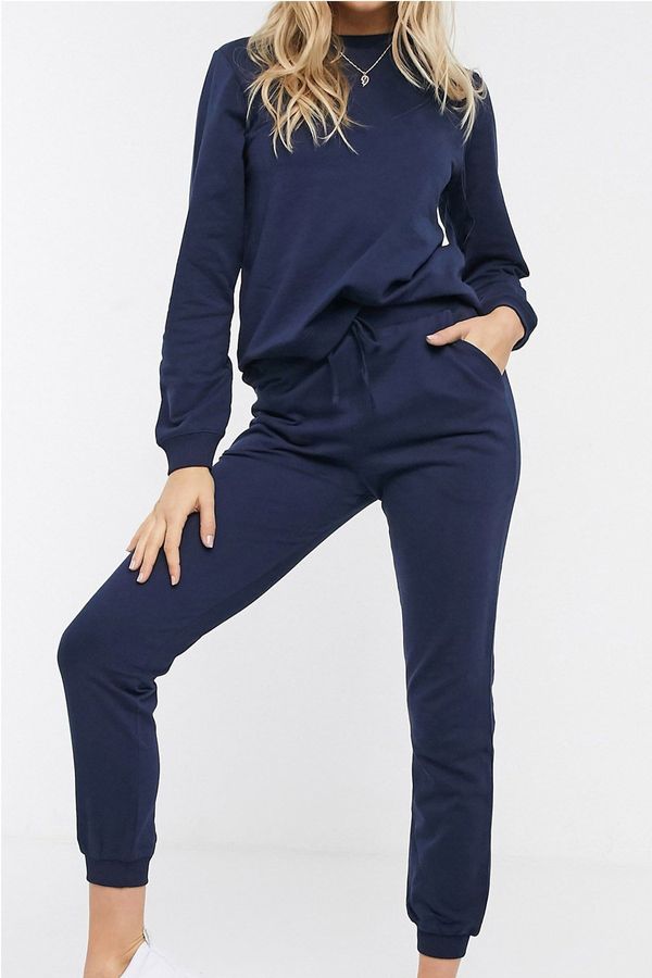 Know Know Women's Navy Blue Cotton Pajamas Set