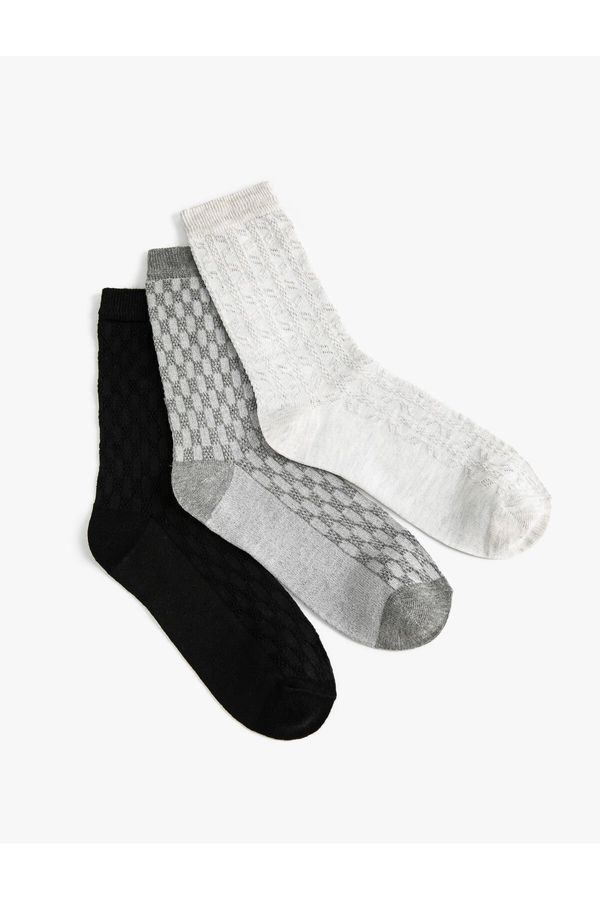 Koton Koton 3-Piece Socks Set Geometric Patterned Multi Color