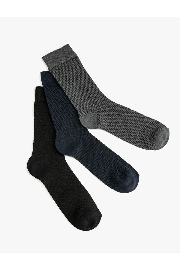 Koton Koton 3-Piece Socks Set Multicolored Textured