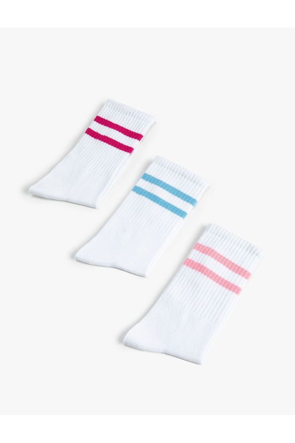 Koton Koton 3-Piece Striped Socks Set Multi Color