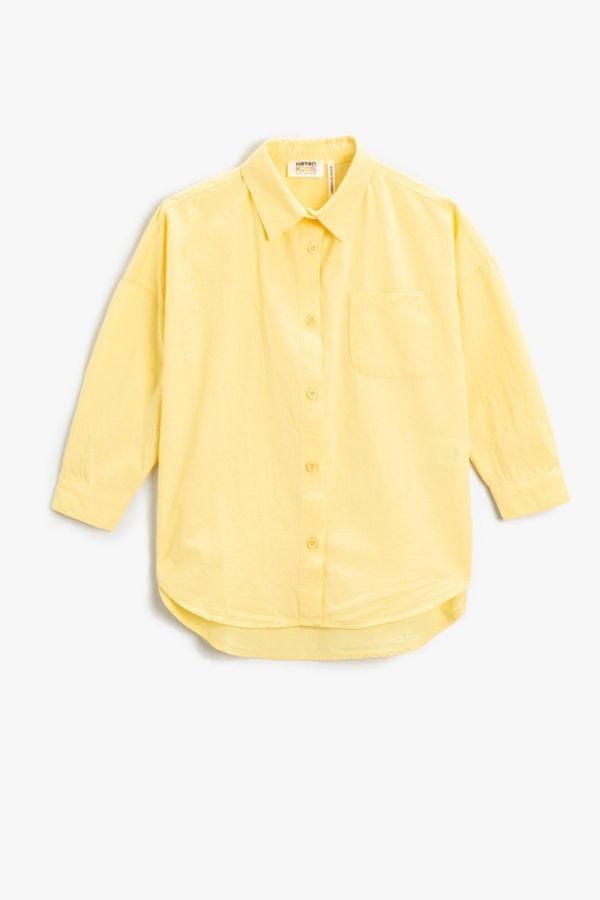 Koton Koton 3/4 Sleeve Basic Shirt Cotton