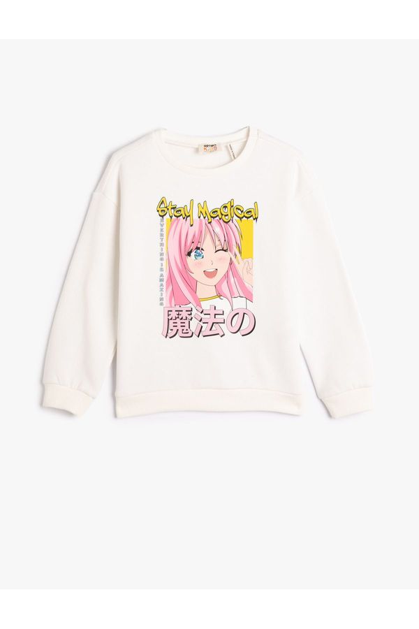 Koton Koton Anime Sweatshirt Long Sleeved Crew Neck Shards