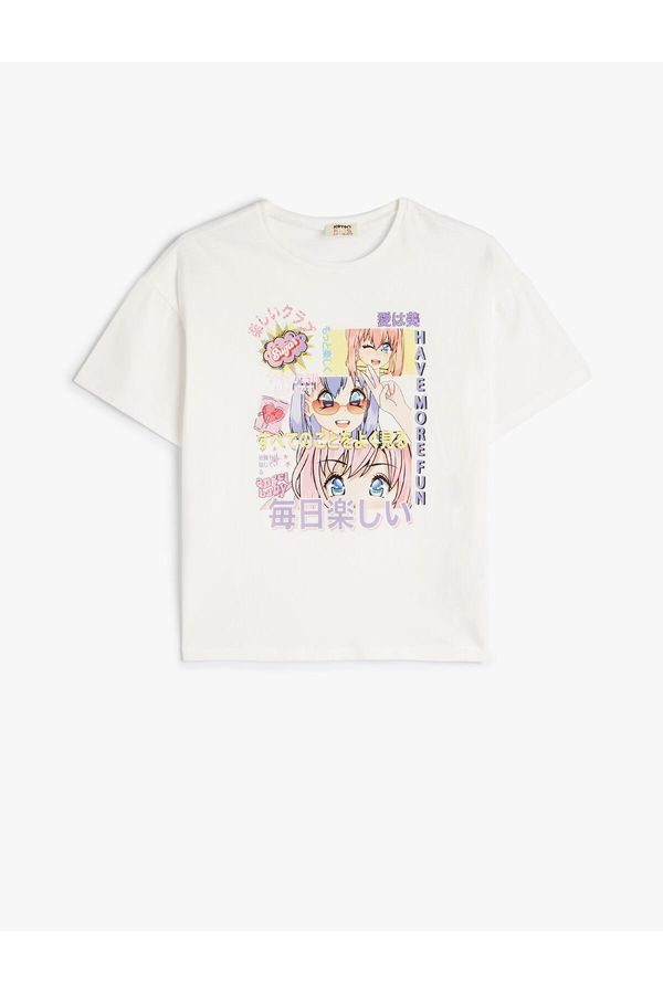 Koton Koton Anime T-Shirt Short Sleeve Crew Neck Cotton