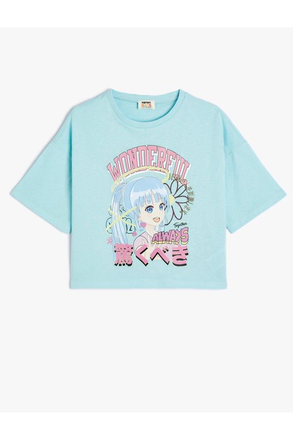 Koton Koton Anime T-Shirt Short Sleeve Printed Cotton