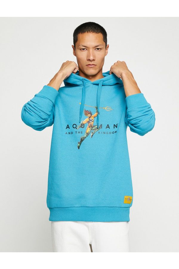 Koton Koton Aquaman Hooded Sweatshirt Raised Licensed Printed