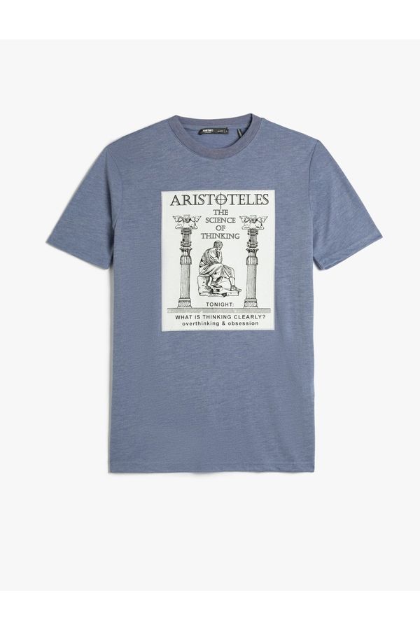 Koton Koton Aristotle Printed T-Shirt. Crew Neck Short Sleeved.