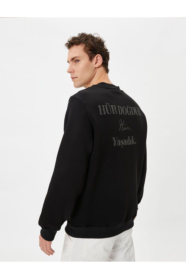 Koton Koton Atatürk Signature Embroidered Sweatshirt Printed on the Back 100th Anniversary Special