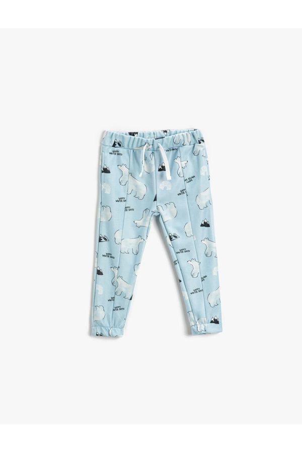 Koton Koton Baby Boy Soft Textured Polar Bear Printed Jogger Sweatpants