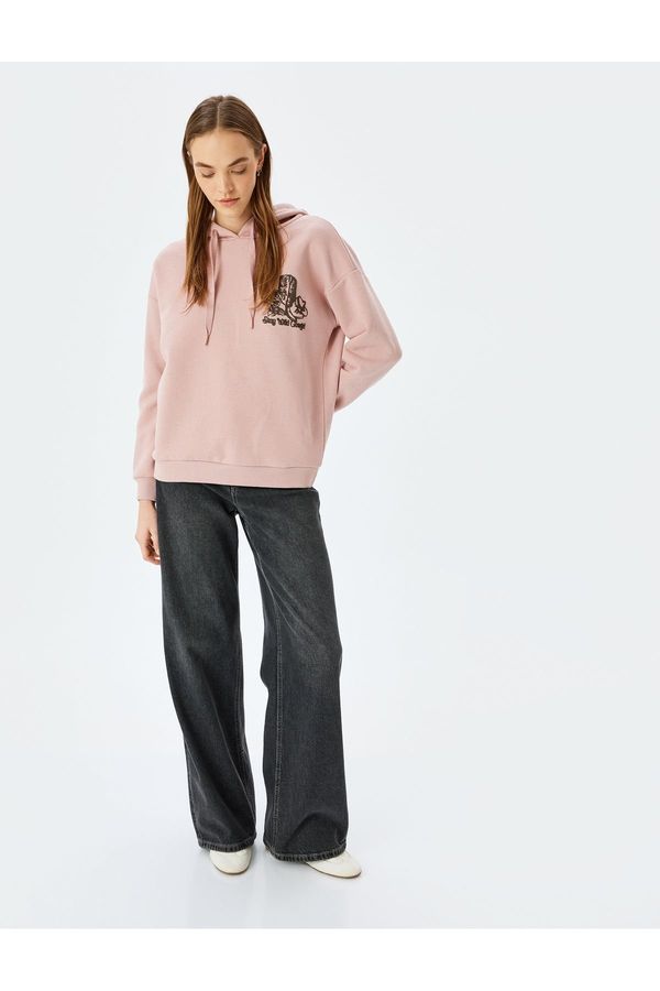 Koton Koton Back Printed Hooded Raised Comfortable Fit Sweatshirt
