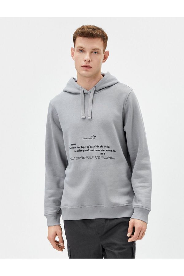 Koton Koton Back Printed Sweatshirt Hooded Slogan Long Sleeve