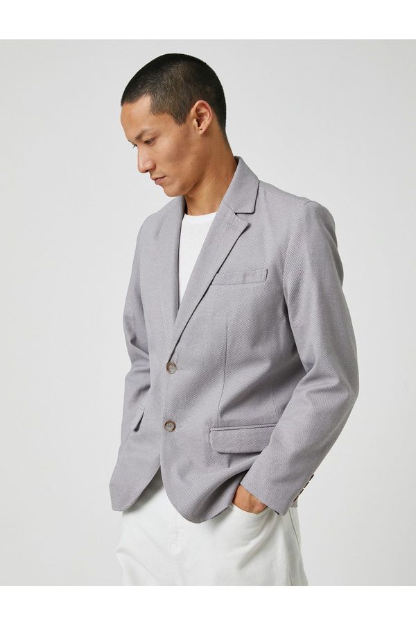 Koton Koton Basic Blazer Jacket Wide Collar Buttoned Pocket Detailed