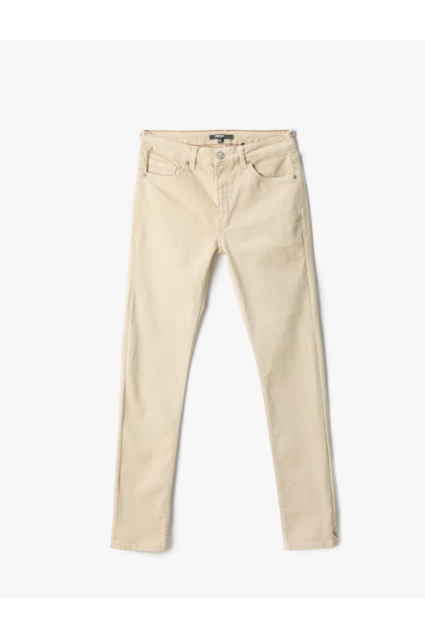 Koton Koton Basic Gabardine Trousers with 5 Pockets Button Detailed.