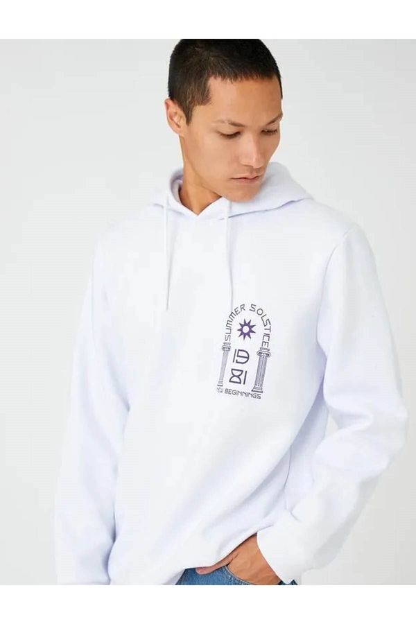 Koton Koton Basic Hooded Sweatshirt Asian Printed Long Sleeve