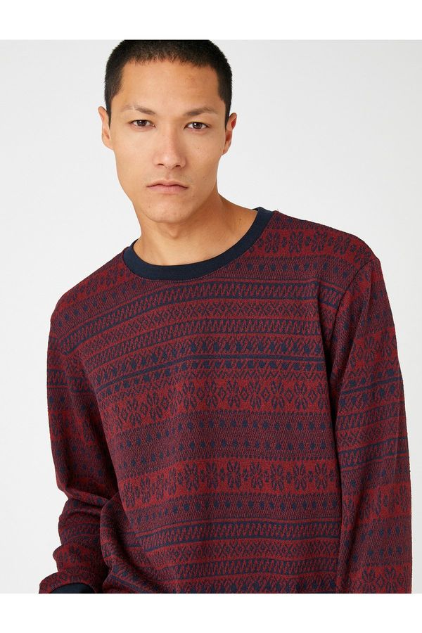 Koton Koton Basic Jacquard Sweater Crew Neck Long Sleeve