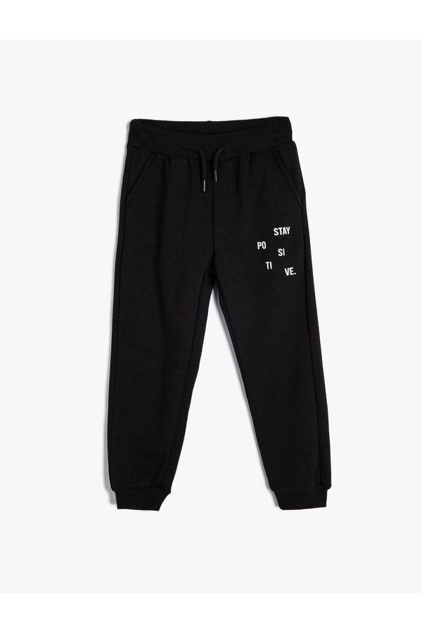 Koton Koton Basic Jogger Sweatpants with Print Detail, Tie Waist and Pocket