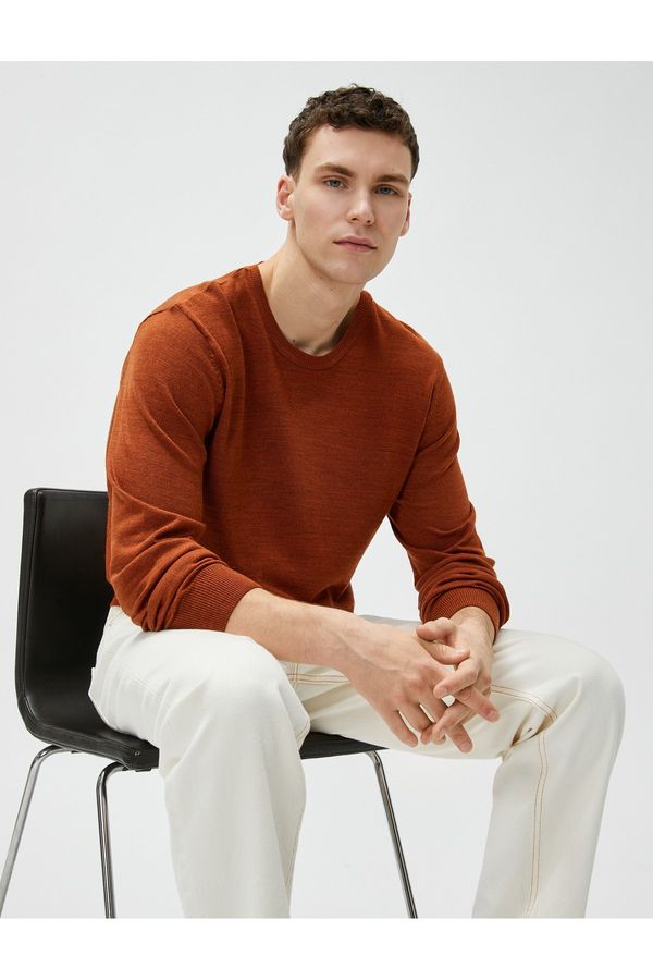 Koton Koton Basic Knitwear Sweater Crew Neck Slim Fit Long Sleeve