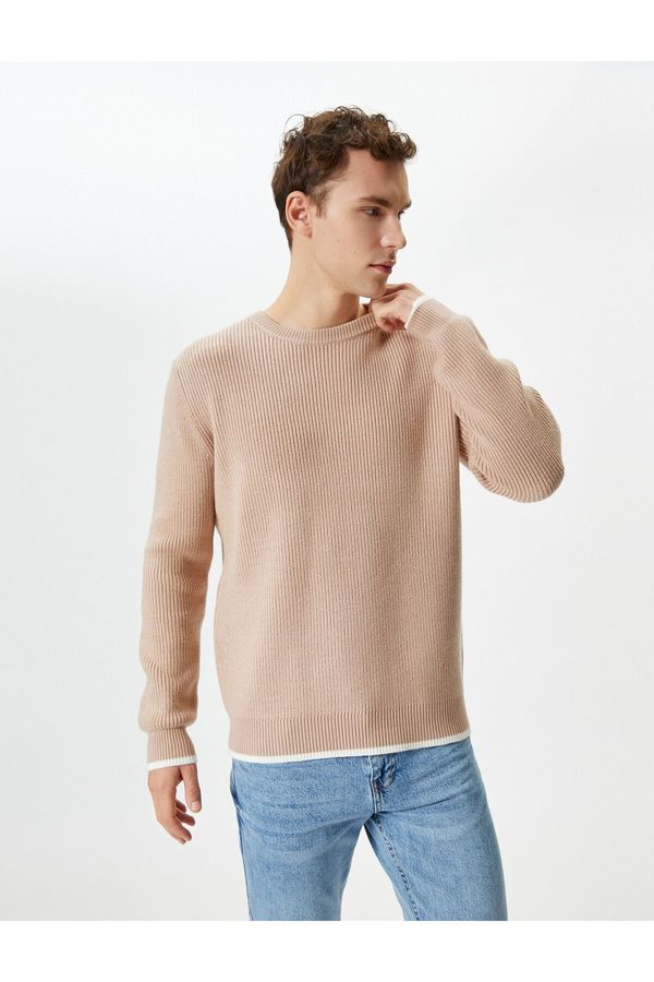 Koton Koton Basic Knitwear Sweater Fabric Detailed Crew Neck