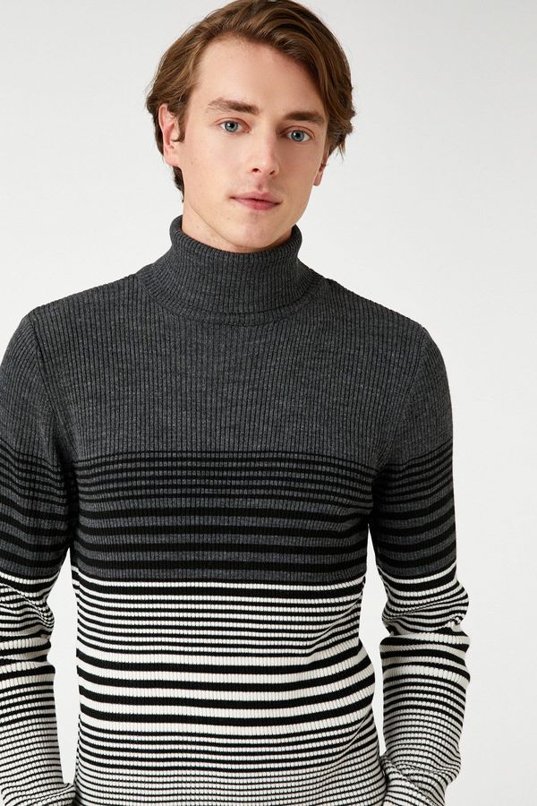 Koton Koton Basic Knitwear Sweater Turtleneck Color Blocked