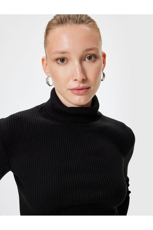 Koton Koton Basic Long Sleeve Ribbed Knit Turtleneck Sweater