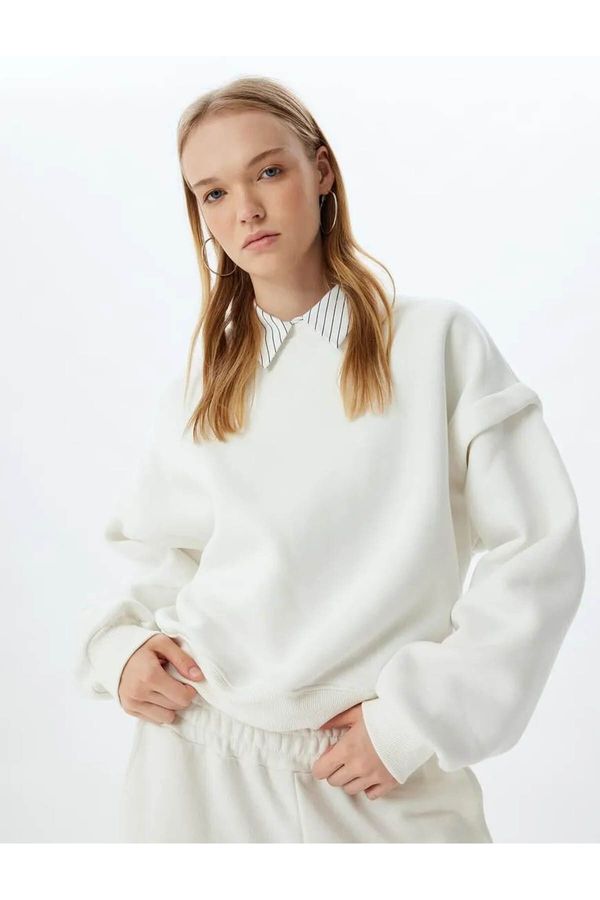 Koton Koton Basic Oversize Sweatshirt Long Sleeve Crew Neck Stitch Detail