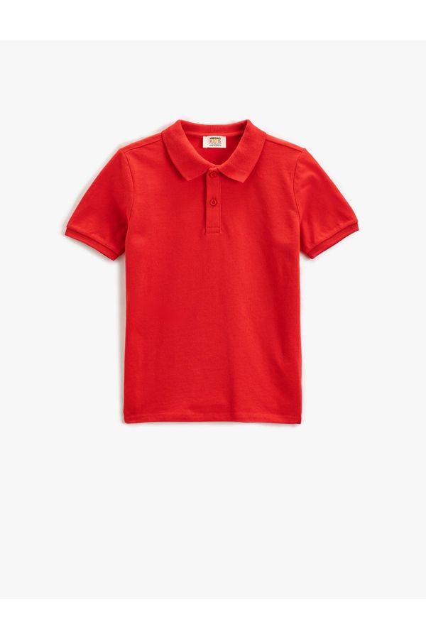 Koton Koton Basic Polo T-Shirt with Short Sleeves and Button Detail.