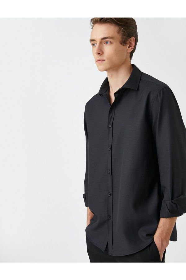 Koton Koton Basic Shirt Classic Cuff Collar Long Sleeves Slim Fit Non Iron