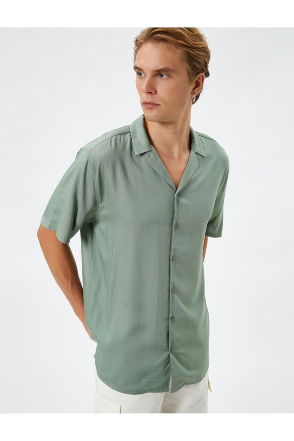 Koton Koton Basic Shirt Short Sleeve Turndown Neck Ecovero® Viscose
