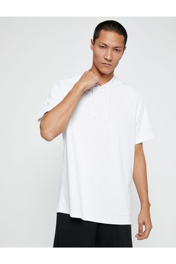 Koton Koton Basic Sports T-Shirt Hooded Short Sleeve Breathable Fabric