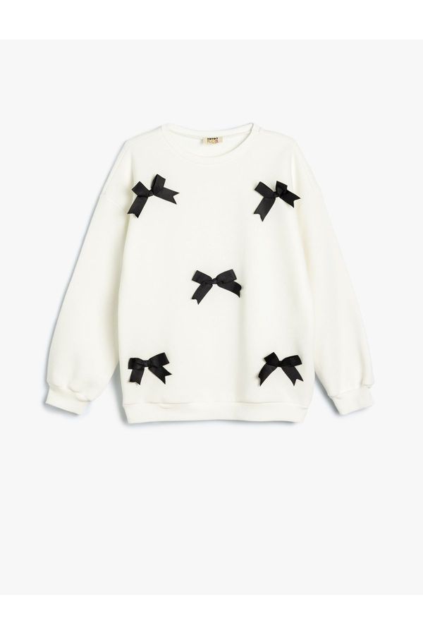 Koton Koton Basic Sweat Crew Neck Long Sleeve Bow Detail