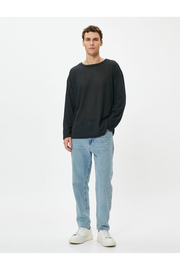 Koton Koton Basic Sweater Relax Fit Textured Crew Neck Long Sleeve