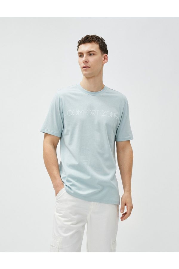 Koton Koton Basic T-Shirt Crew Neck Motto Printed Short Sleeve