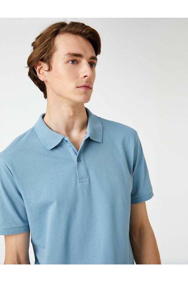 Koton Koton Basic T-Shirt Polo Neck Slim Fit with Buttons.