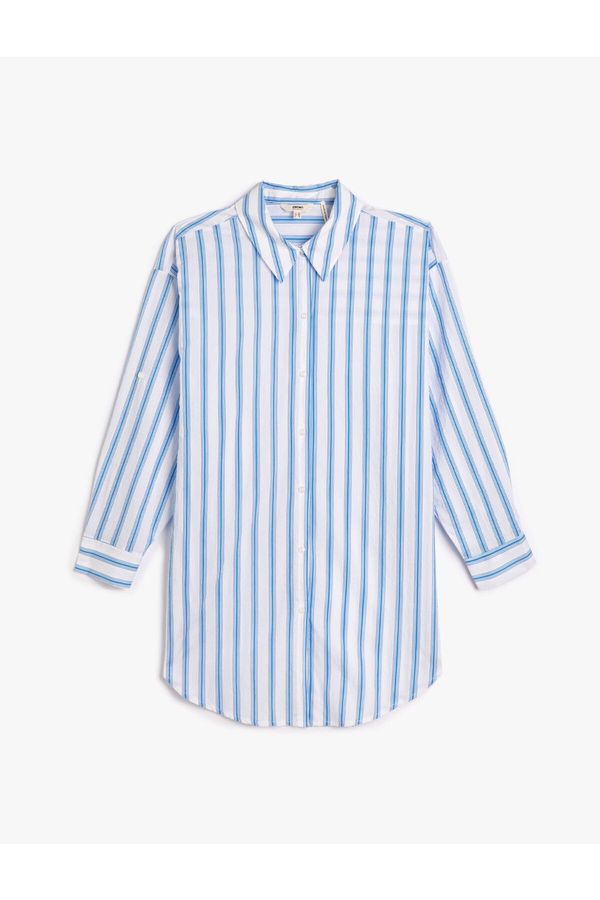 Koton Koton Beach Dress Shirt Oversize Long Sleeve Buttoned Cotton